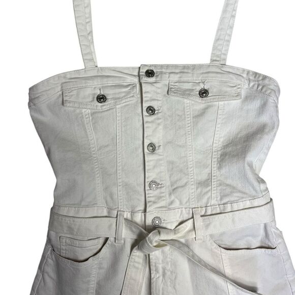 7FAM Seven For all Mankind Surplus Flounce White Denim Jean Dress Size Large NWT - Picture 5 of 12